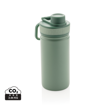 VACUUM STAINLESS STEEL METAL BOTTLE with Sports Lid 550Ml in Green