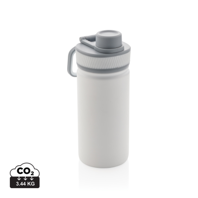 VACUUM STAINLESS STEEL METAL BOTTLE with Sports Lid 550Ml in White