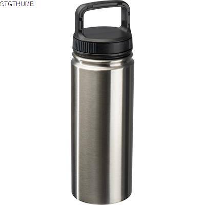 VACUUM STAINLESS STEEL METAL DRINK BOTTLE in Silvergrey