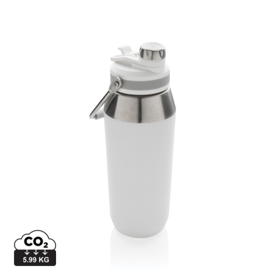 VACUUM STAINLESS STEEL METAL DUAL FUNCTION LID BOTTLE 1L in White