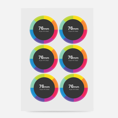 PAPER STICKER - 76MM DIAMETER - 6 TO SHEET in Yes