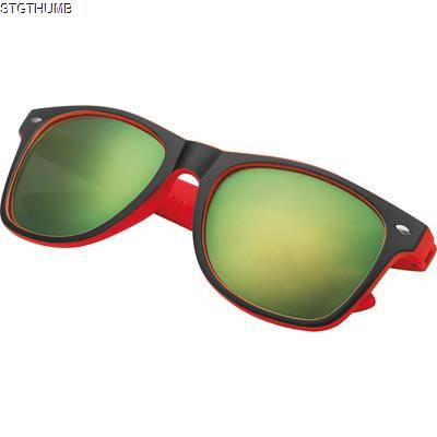 BICOLOURED SUNGLASSES with Mirrored Lenses in Red