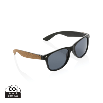 GRS RECYCLED PC PLASTIC SUNGLASSES with Cork in Black