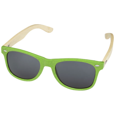 SUN RAY BAMBOO SUNGLASSES in Lime Green