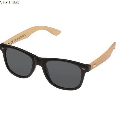 SUNGLASSES with Bamboo Temples in Beige