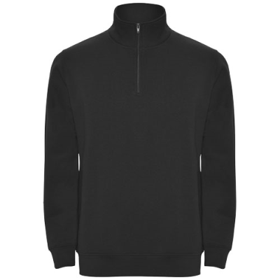 ANETO QUARTER ZIP SWEATER in Solid Black