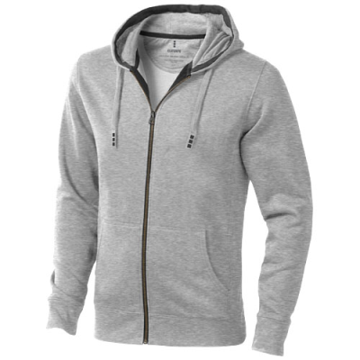 ARORA MENS FULL ZIP HOODED HOODY in Grey Melange