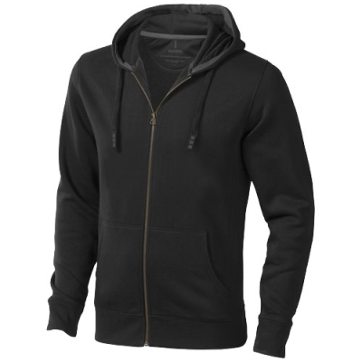 ARORA MENS FULL ZIP HOODED HOODY in Solid Black