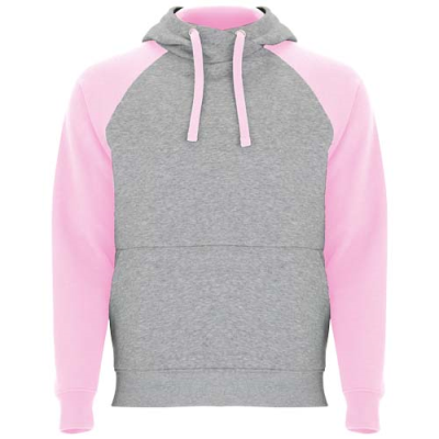 BADET CHILDRENS TWO-TONE HOODED HOODY in Heather Grey & Light Pink