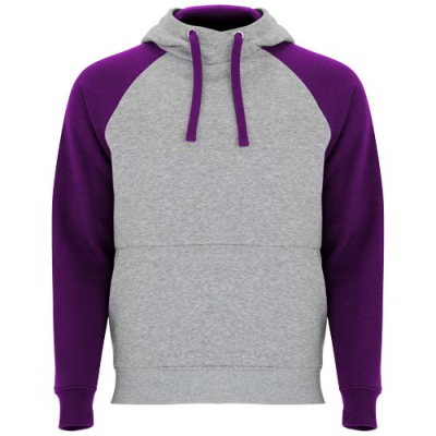 BADET CHILDRENS TWO-TONE HOODED HOODY in Heather Grey & Purple