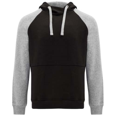 BADET CHILDRENS TWO-TONE HOODED HOODY in Solid Black & Heather Grey