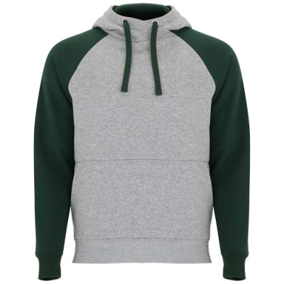 BADET UNISEX TWO-TONE HOODED HOODY in Heather Grey & Bottle Green