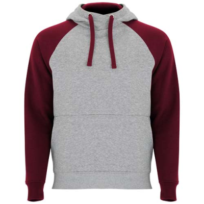 BADET UNISEX TWO-TONE HOODED HOODY in Heather Grey & Garnet