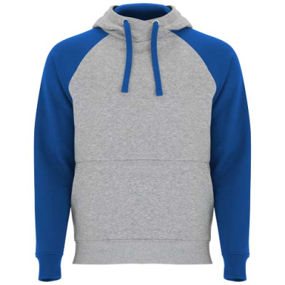 BADET UNISEX TWO-TONE HOODED HOODY in Heather Grey & Royal Blue