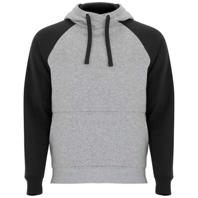 BADET UNISEX TWO-TONE HOODED HOODY in Heather Grey & Solid Black