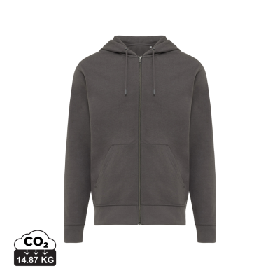 IQONIQ ABISKO RECYCLED COTTON ZIP THROUGH HOODED HOODY in Anthracite Grey