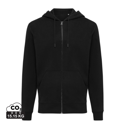 IQONIQ ABISKO RECYCLED COTTON ZIP THROUGH HOODED HOODY in Black