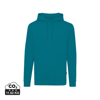 IQONIQ JASPER RECYCLED COTTON HOODED HOODY in Verdigris