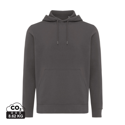 IQONIQ RILA LIGHTWEIGHT RECYCLED COTTON HOODED HOODY in Anthracite Grey