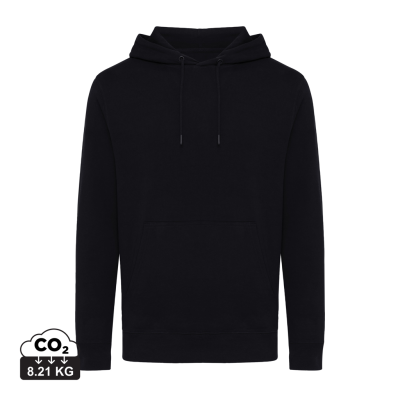 IQONIQ RILA LIGHTWEIGHT RECYCLED COTTON HOODED HOODY in Black