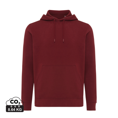 IQONIQ RILA LIGHTWEIGHT RECYCLED COTTON HOODED HOODY in Burgundy