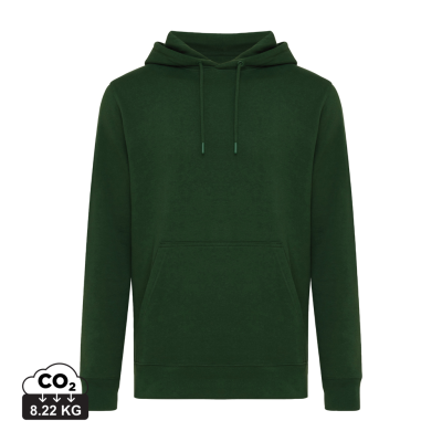 IQONIQ RILA LIGHTWEIGHT RECYCLED COTTON HOODED HOODY in Forest Green