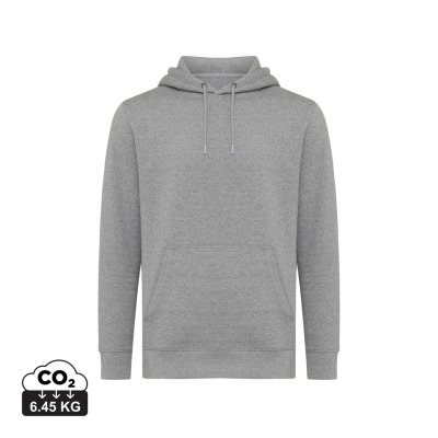 IQONIQ RILA LIGHTWEIGHT RECYCLED COTTON HOODED HOODY in Light Heather Anthracite Grey