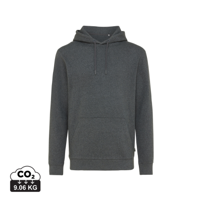 IQONIQ TORRES RECYCLED COTTON HOODED HOODY UNDYED in Heather Anthracite Grey