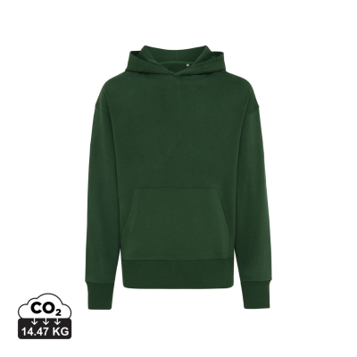 IQONIQ YOHO RECYCLED COTTON RELAXED HOODED HOODY in Forest Green