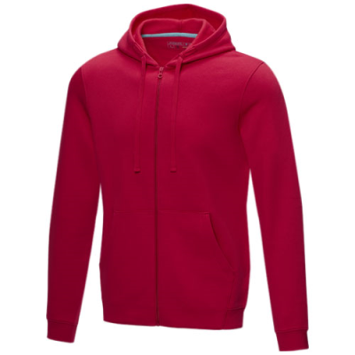 RUBY MEN’S ORGANIC RECYCLED FULL ZIP HOODED HOODY in Red