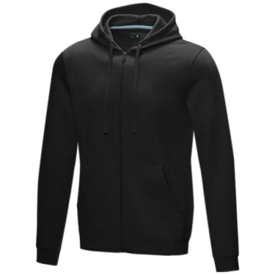 RUBY MEN’S ORGANIC RECYCLED FULL ZIP HOODED HOODY in Solid Black