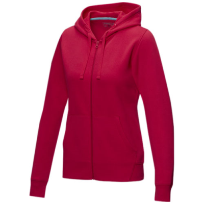 RUBY WOMEN’S ORGANIC RECYCLED FULL ZIP HOODED HOODY in Red