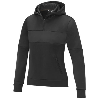 SAYAN LADIES HALF ZIP ANORAK HOODED HOODY SWEATER in Solid Black