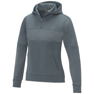 SAYAN LADIES HALF ZIP ANORAK HOODED HOODY SWEATER in Steel Grey