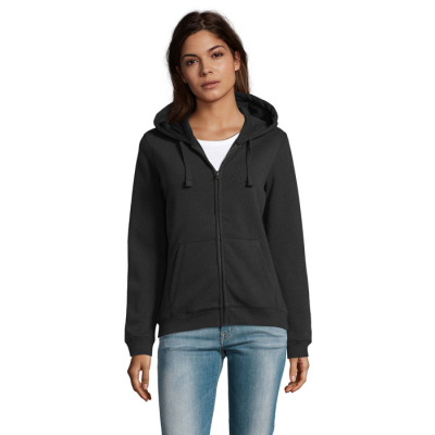 SPIKE LADIES ZIP HOOD SWEAT in Black