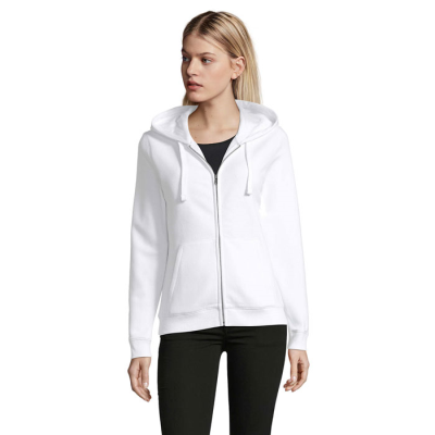 SPIKE LADIES ZIP HOOD SWEAT in White