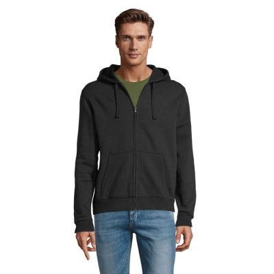 SPIKE MEN ZIP HOODED HOODY SWEAT in Black