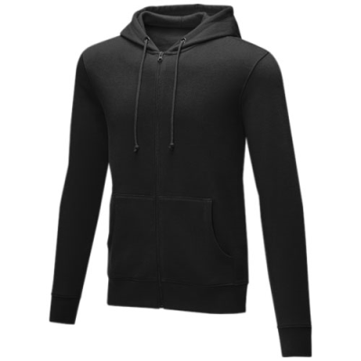 THERON MEN’S FULL ZIP HOODED HOODY in Solid Black