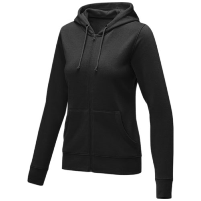 THERON WOMEN’S FULL ZIP HOODED HOODY in Solid Black