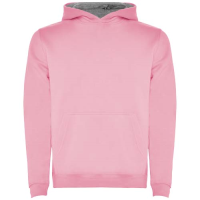 URBAN CHILDRENS HOODED HOODY in Light Pink & Marl Grey