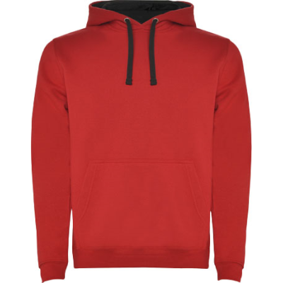 URBAN CHILDRENS HOODED HOODY in Red & Solid Black