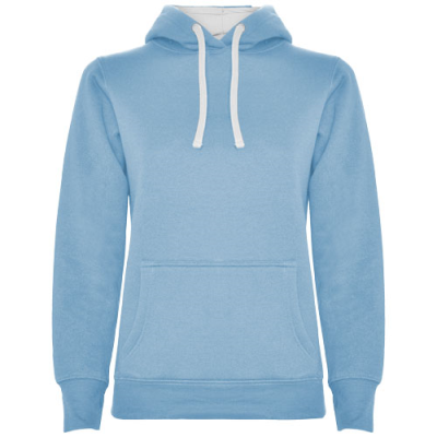 URBAN LADIES HOODED HOODY in Light Blue & White