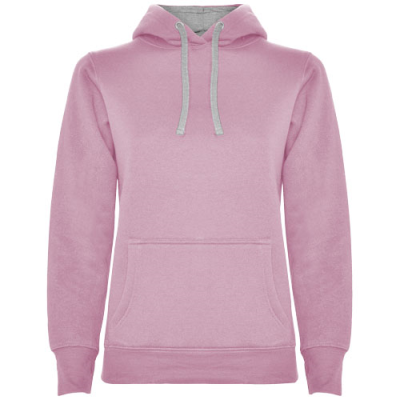 URBAN LADIES HOODED HOODY in Light Pink & Marl Grey