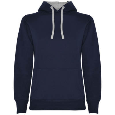 URBAN LADIES HOODED HOODY in Navy Blue & Marl Grey