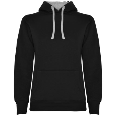 URBAN LADIES HOODED HOODY in Solid Black & Marl Grey