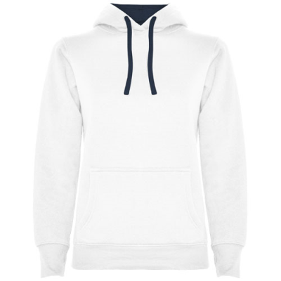 URBAN LADIES HOODED HOODY in White & Navy Blue