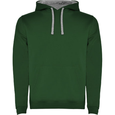 URBAN MENS HOODED HOODY in Bottle Green & Marl Grey