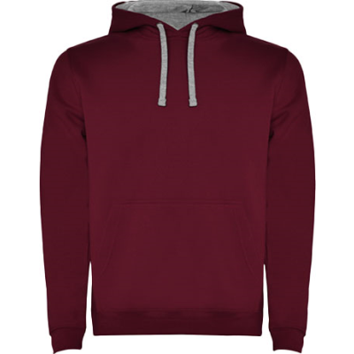 URBAN MENS HOODED HOODY in Maroon & Marl Grey