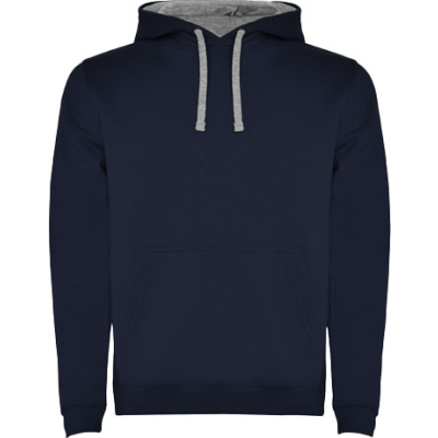 URBAN MENS HOODED HOODY in Navy Blue & Marl Grey