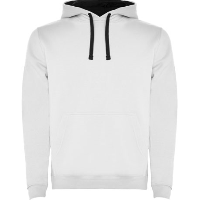 URBAN MENS HOODED HOODY in White & Navy Blue